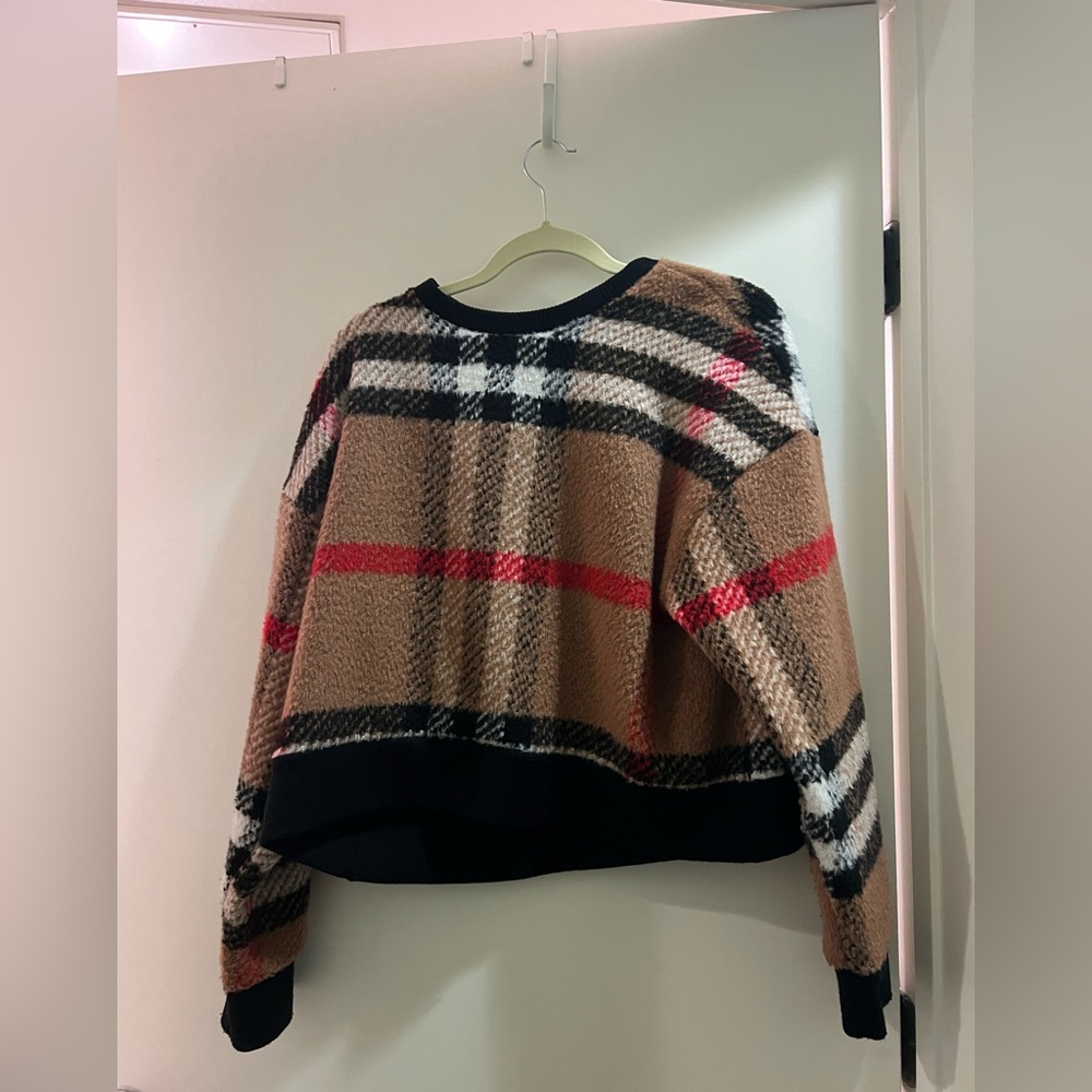 Burberry style crew neck sweater - crop - one size - thick